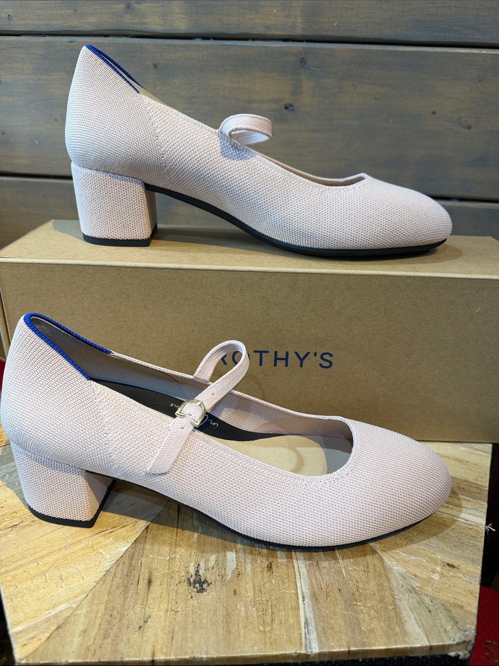 Rothy's Blush Pink Mary Jane Block Heel (New w Box)